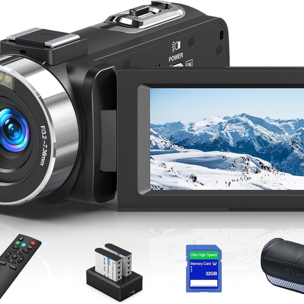 8K 64MP Camcorder Video Camera 18X Digital Zoom YouTube Vlogging Camera Webcam IR Night Vision WiFi 3.0”Touch Screen Camcorders with Microphone, 32G SD Card, Remote Control and 2 Batteries