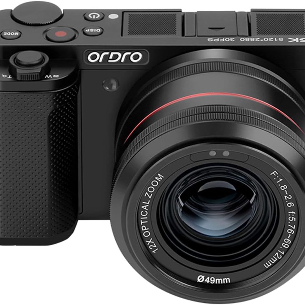 ORDRO G730 5K Mirrorless Camera 12x Optical Zoom, 3.2" Vari-Angle Touchscreen, Auto/Manual Focus for Vlogging and Photography