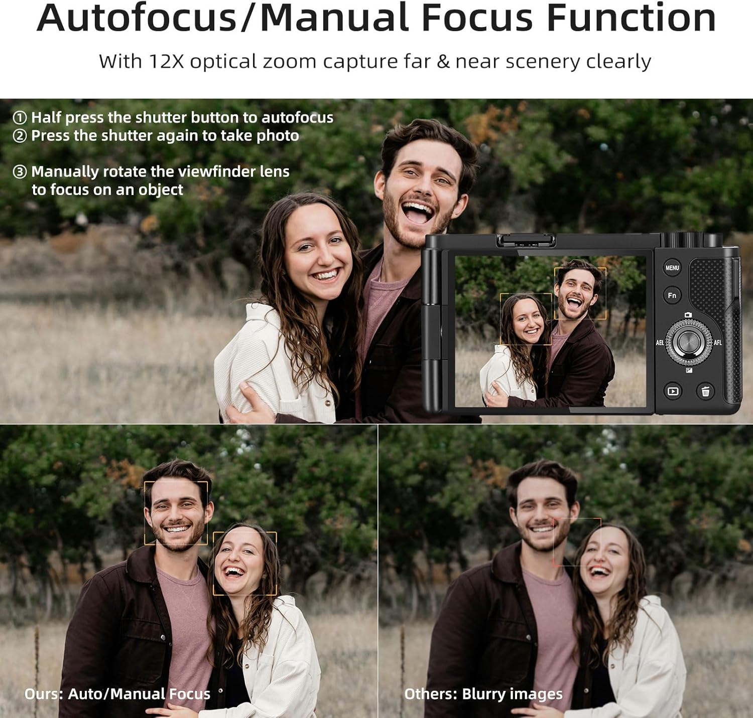 ORDRO G730 5K Mirrorless Camera 12x Optical Zoom, 3.2" Vari-Angle Touchscreen, Auto/Manual Focus for Vlogging and Photography - Image 4