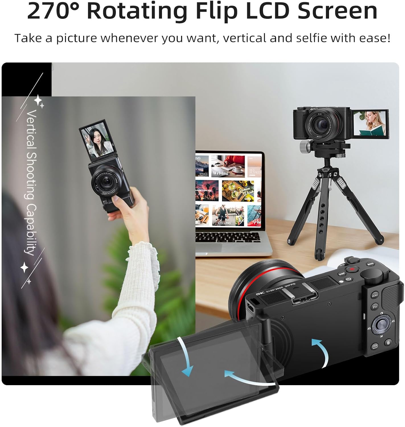 ORDRO G730 5K Mirrorless Camera 12x Optical Zoom, 3.2" Vari-Angle Touchscreen, Auto/Manual Focus for Vlogging and Photography - Image 6