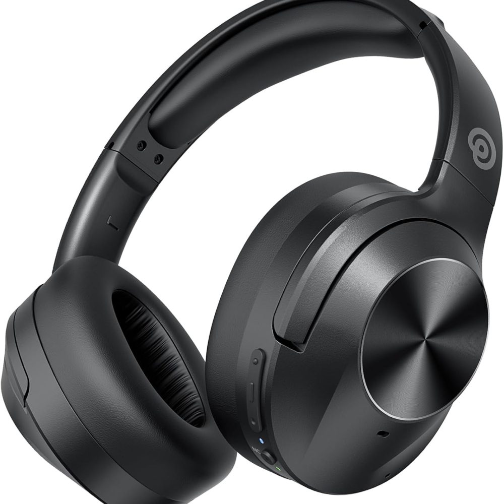 Upgrade Pro‑level Hybrid Active Noise Cancelling Headphones with HD Sound, Wireless Bluetooth Headphones Over The Ear Unequaled Comfort, Vivid Deep Bass, for Home Office Travel Birthday Gift, Black