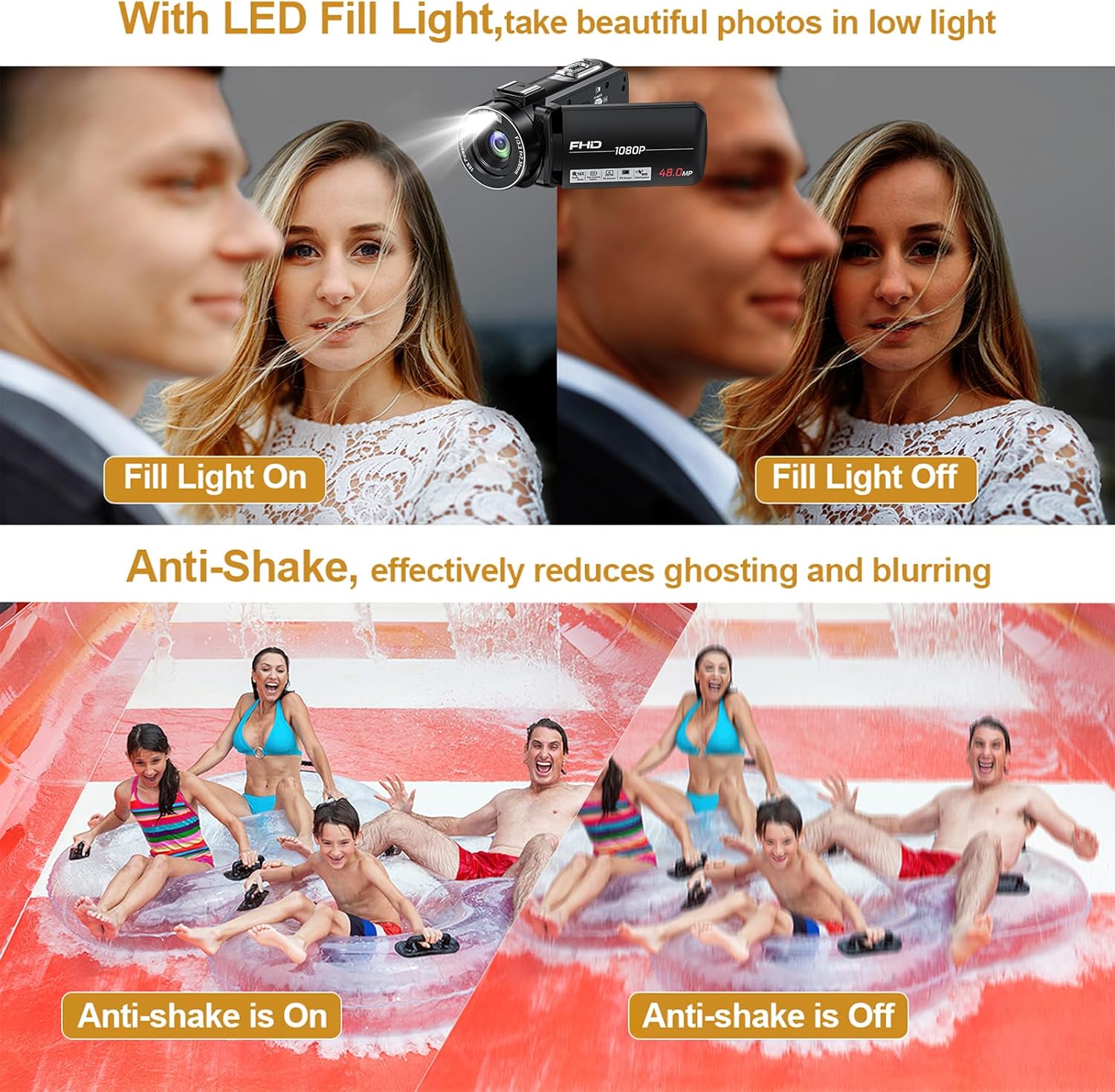 Video Camera Camcorder, Full HD 1080P Camcorder 48MP 16X Digital Video Camera for YouTube, 3.0 Inch IPS Screen Vlogging Camera Recorder with Remote Control, 32GB Card and Battery - Image 3